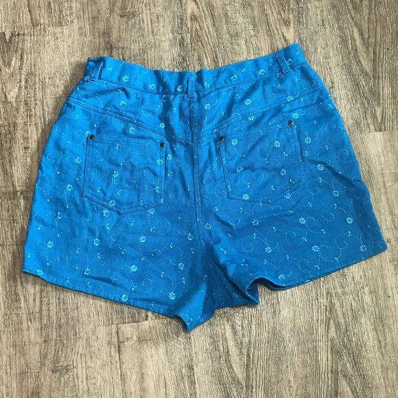 Styles To Go Vintage Floral Denim Shorts ~ Sz 16 ~ Blue ~ High Rise ~ 3" Inseam - Picture 4 of 4